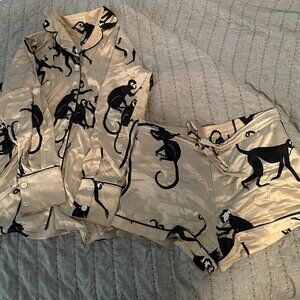 Olivia von Halle Alba pajamas - Macaque print